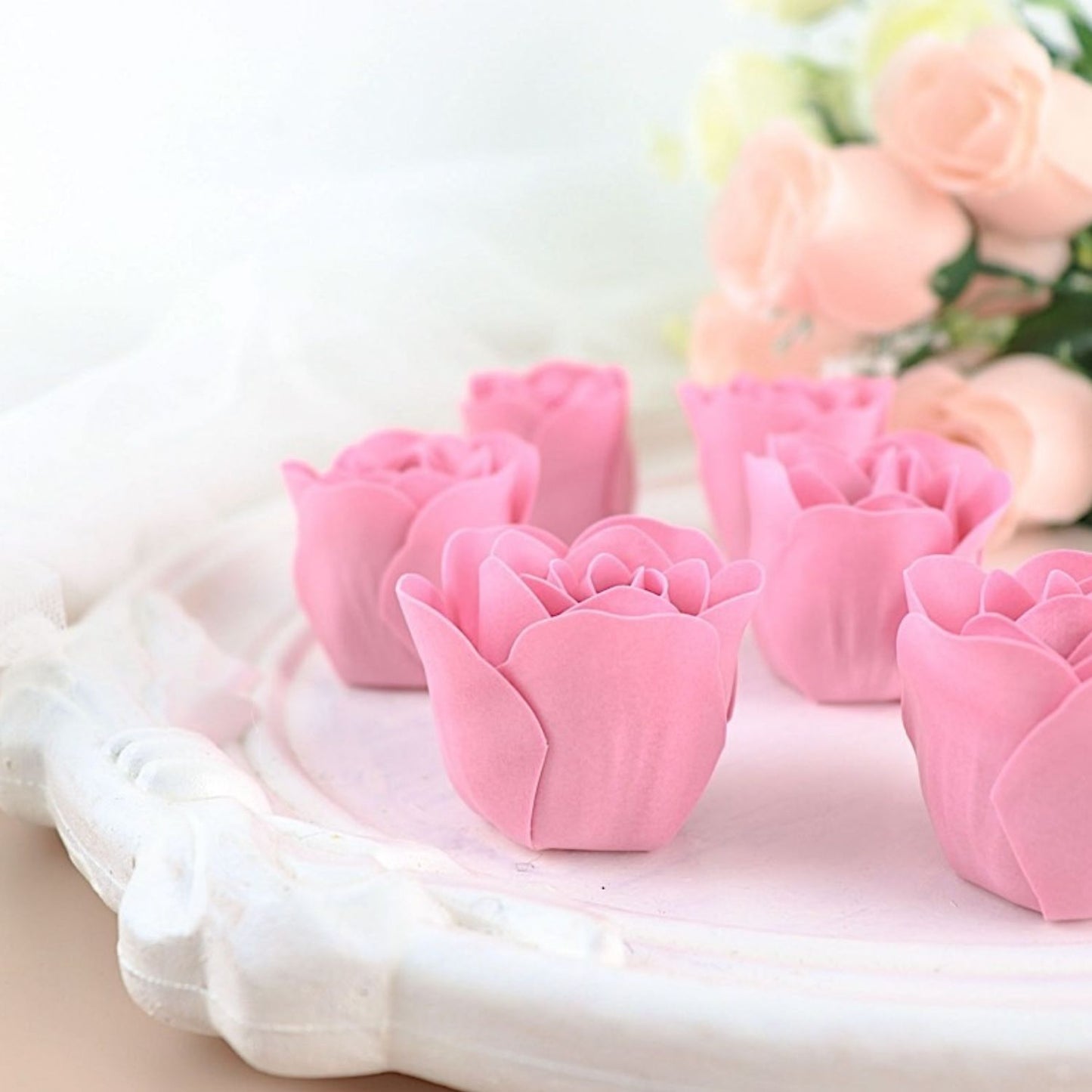 Home Collection Pack of 24 Scented Rose Soap Gift Boxes with Ribbons