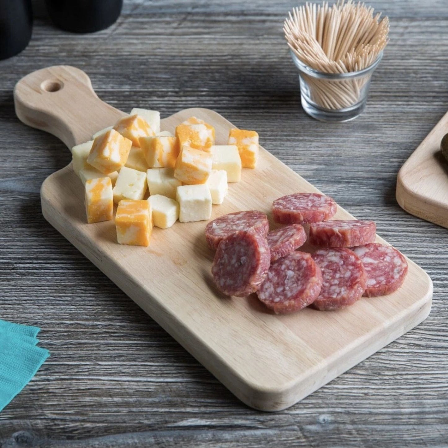 Home Collection Wooden Bread and Charcuterie Cutting Board with Handle Large 18x8x0.75 inch