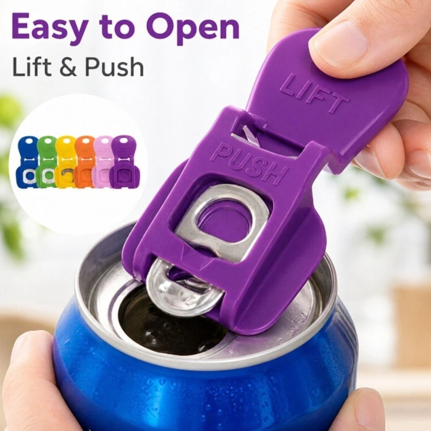 Home Collection Pack of 6 Colorful Can Lids and Tab Openers Drink Covers