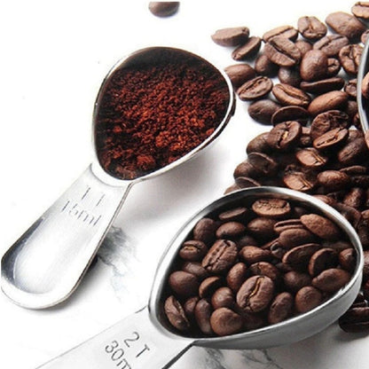 Home Collection Pack of 2 Stainless Steel Coffee Measuring Scoop Set
