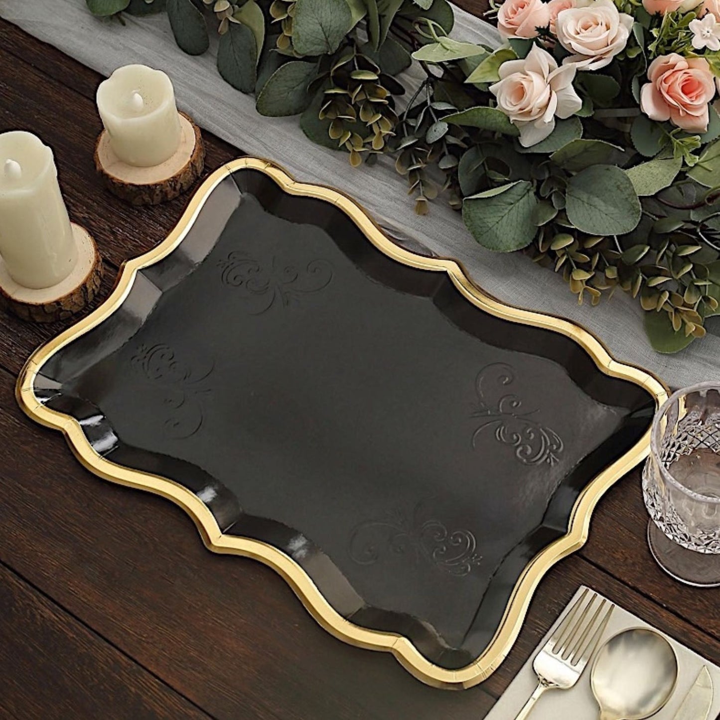 Home Collection Pack of 10 Rectangle Paper Serving Trays 14-Inch
