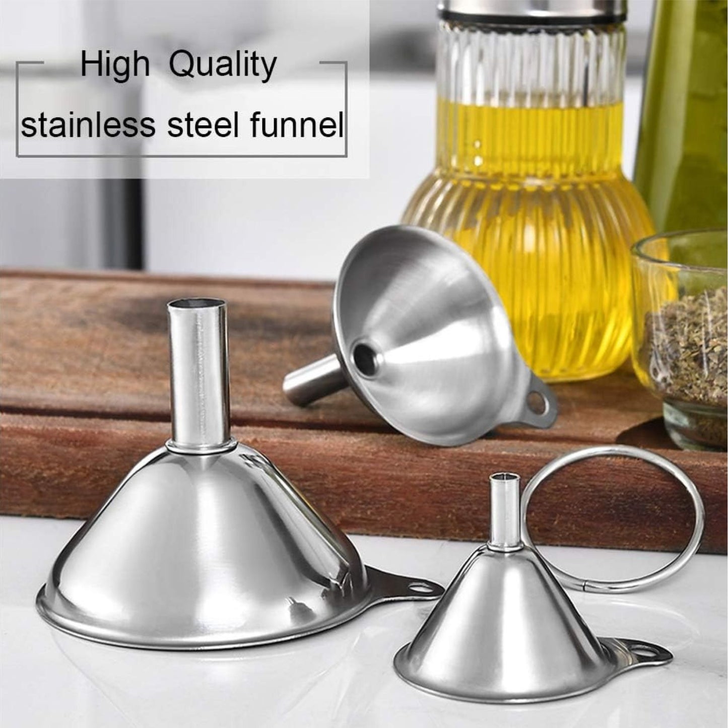 Home Collection Stainless Steel Funnel Set of 3