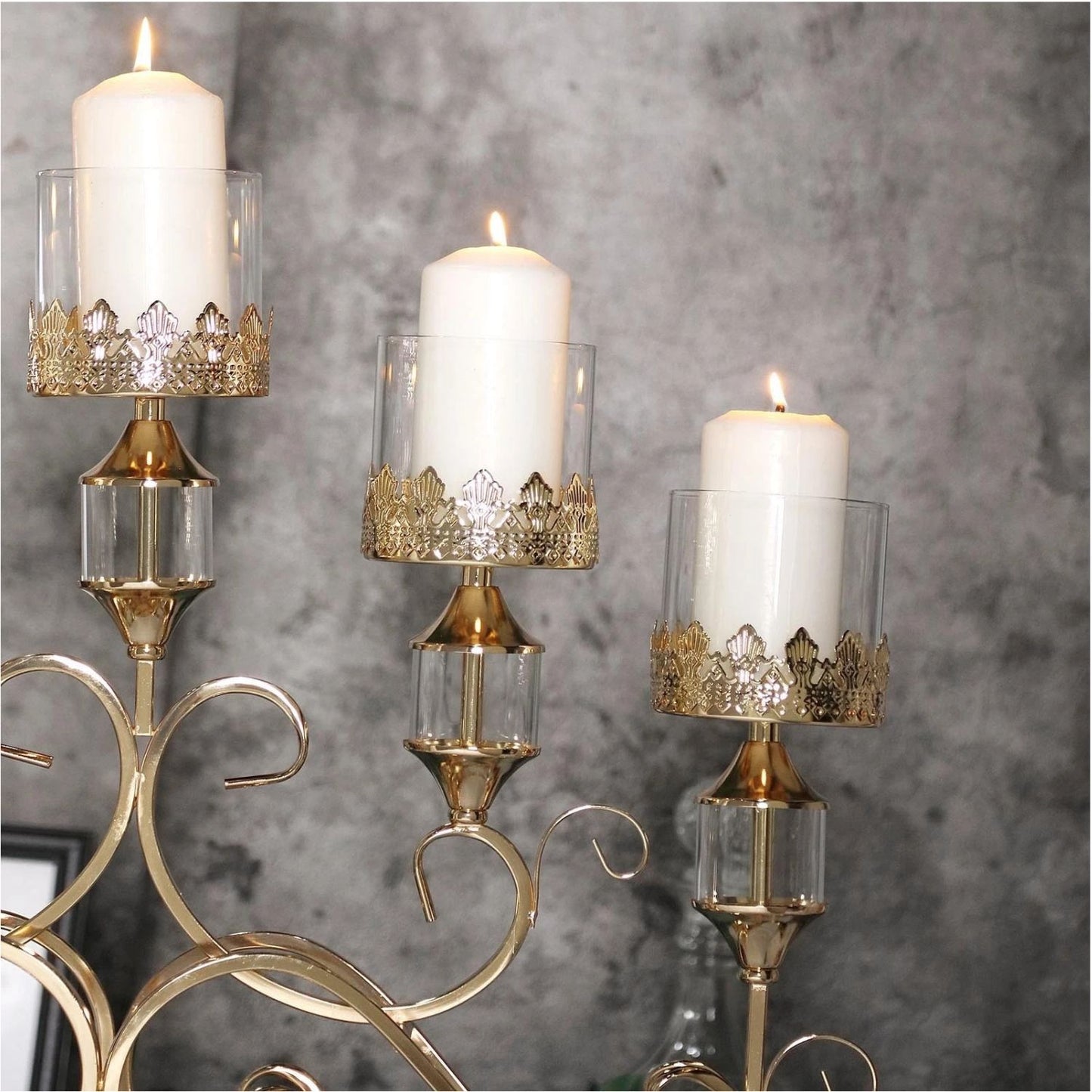 Home Collection Tall Candelabra Hurricane Candle Holder for 5 Candles 18"