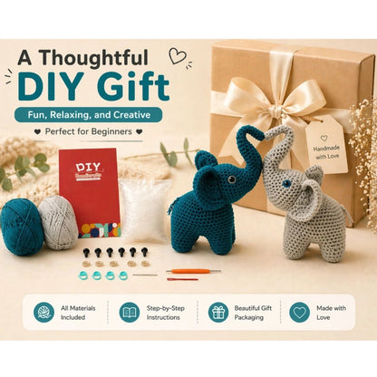 Home Collection Pack of 2 Elephant Crochet Kit for Beginners