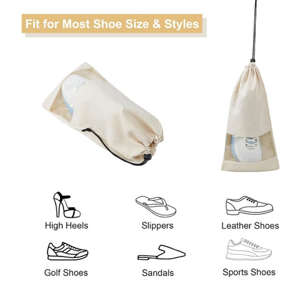 Home Collection Pack of 4 Shoe Bags with Clear TPU Window Storage Organizers