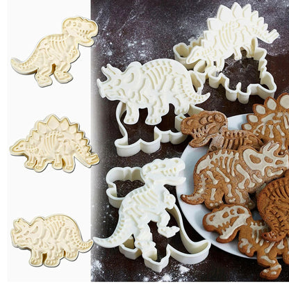 Home Collection 3Pcs Dinosaur Cookie Cutter Stampers