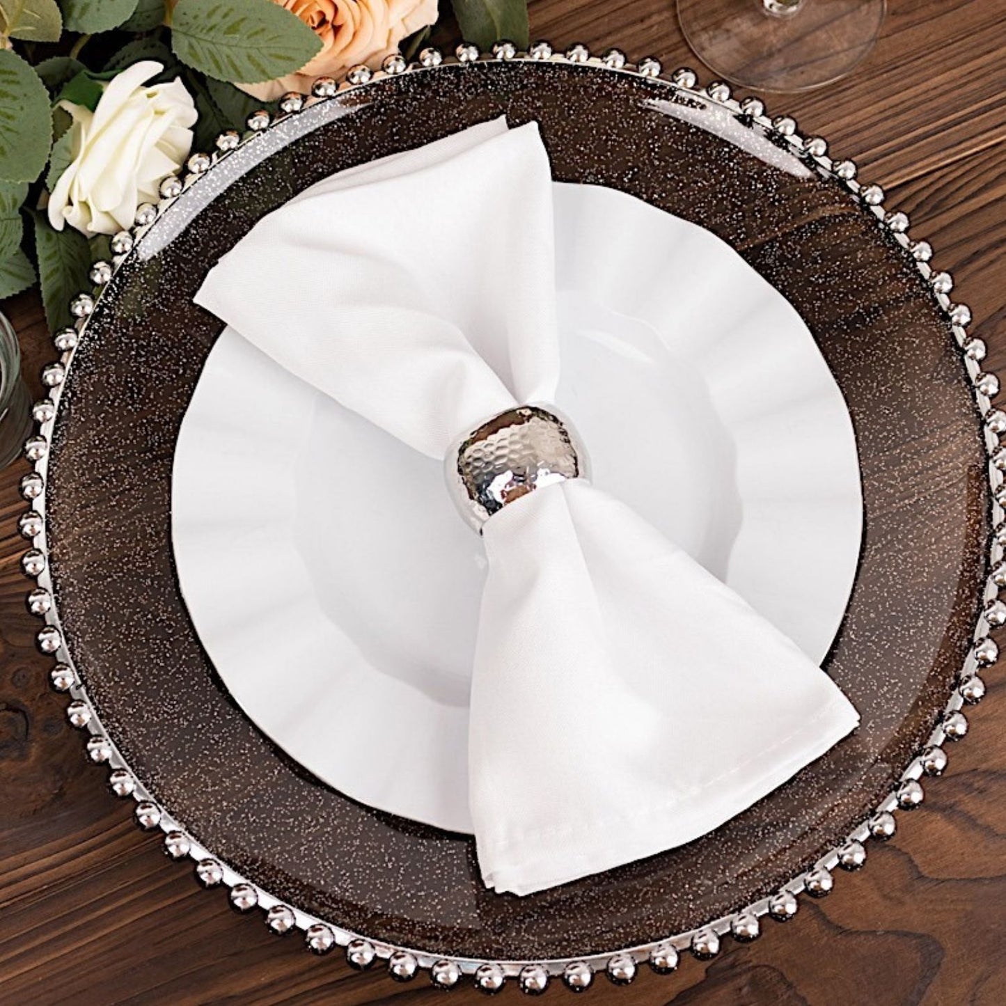 Home Collection 6-Pack Round Beaded Rim Charger Plates 12"