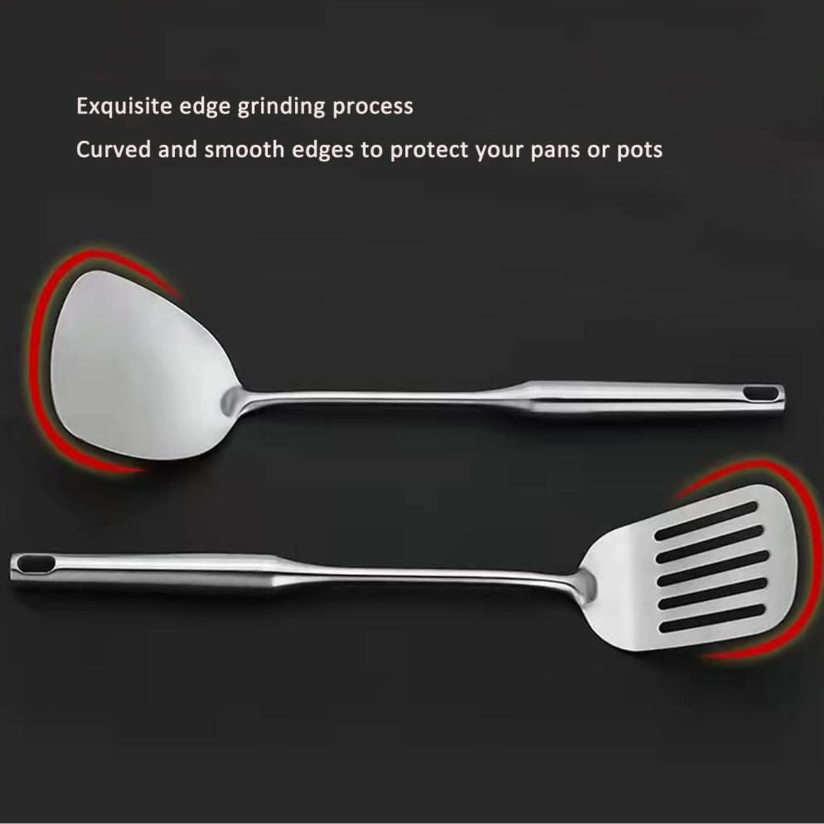 Home Collection Stainless Steel Cooking Utensils Set with Long Handles