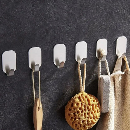 Home Collection Pack of 2 Self Adhesive Stainless Steel Wall Hooks