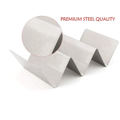 Home Collection Pack of 2 Stainless Steel Taco Holder Stand Truck Tray