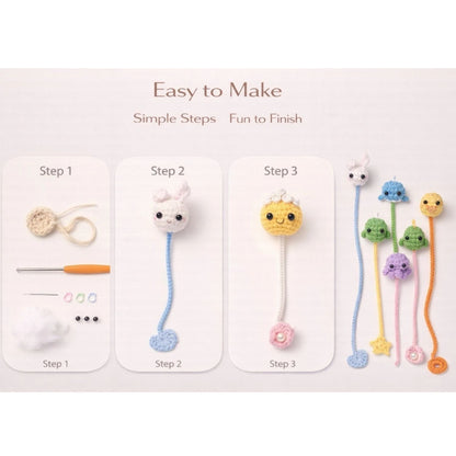 Home Collection Pack of 6 Animal Bookmark Crochet Kit for Beginners