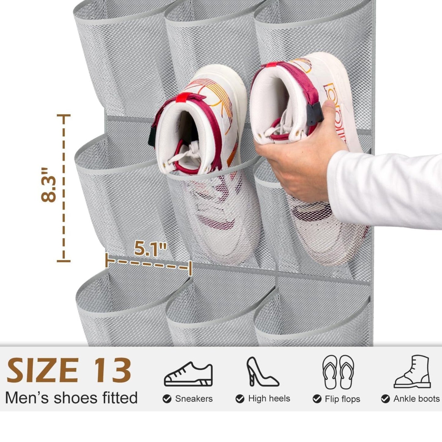 Home Collection 30 Pocket Dual-Sided Hanging Shoe Organizer with Rotating Hanger for Closet