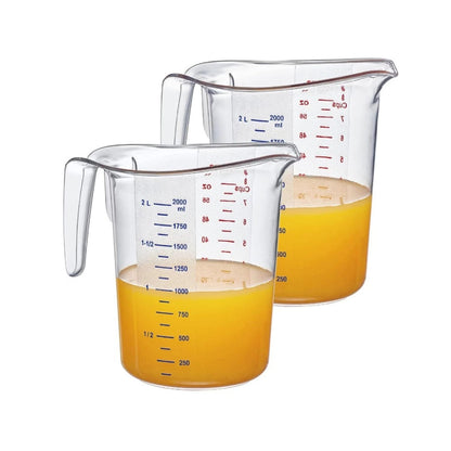 Home Collection 2 Qt Clear Plastic Measuring Cups with Graduations