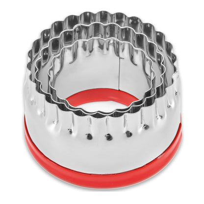 Home Collection Pack of 3 Fluted Round Cookie Cutter Set Stainless Steel Biscuit Cutters