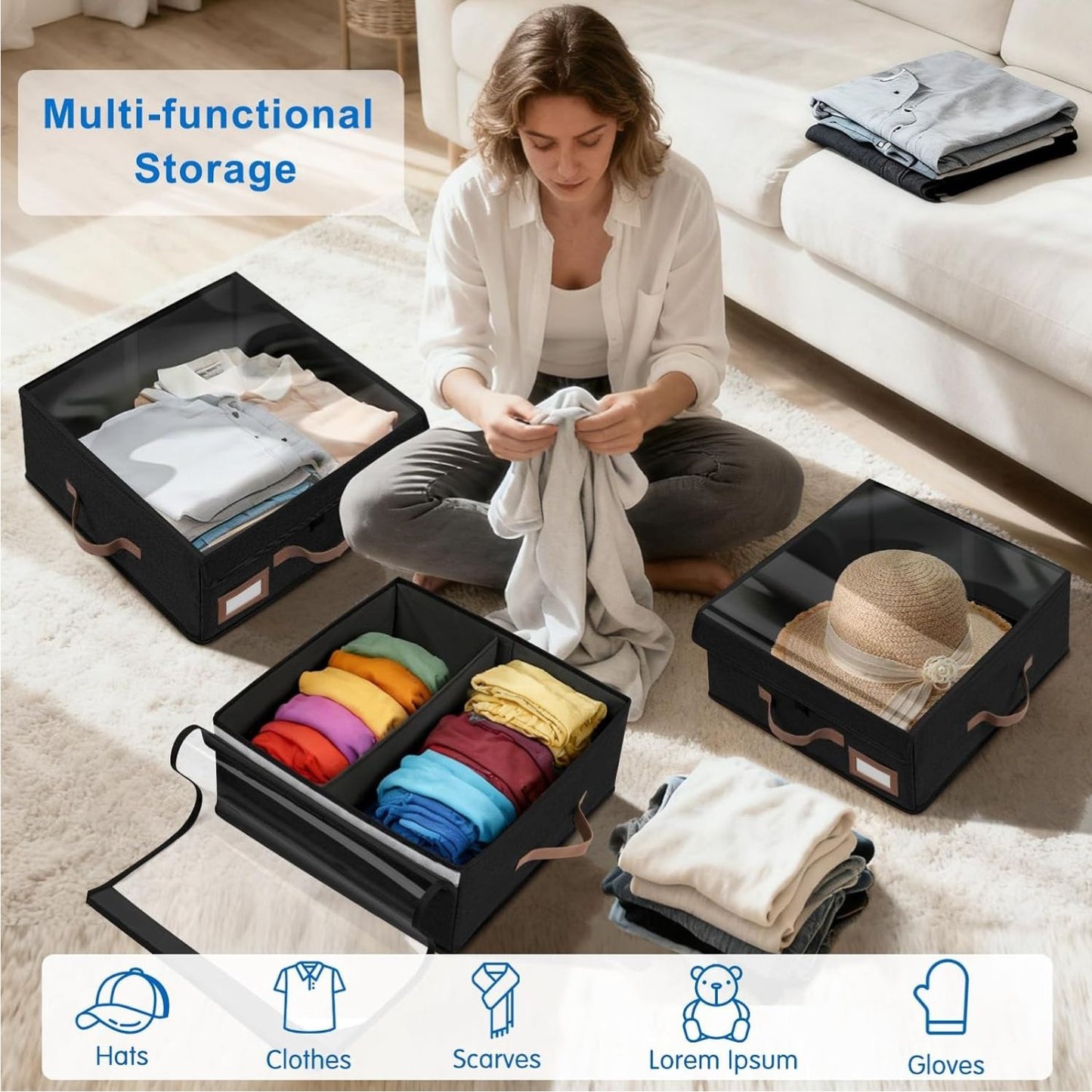 Home Collection 2in1 Stackable Hat Storage Organizer with Clear Lid