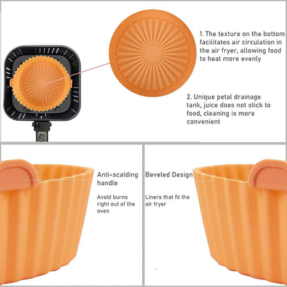Home Collection Pack of 2 Reusable Silicone Air Fryer Liners for 2QT Air Fryers