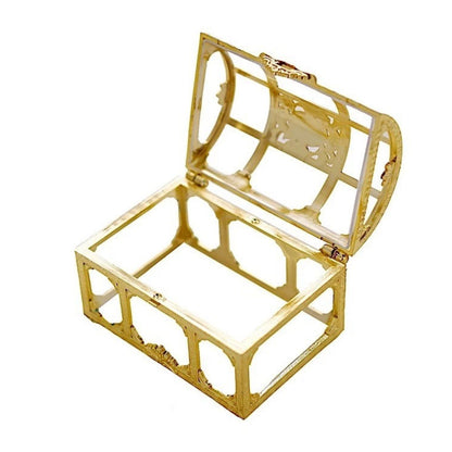 Home Collection 24-Pack 2.5" Mini Treasure Chest Favor Boxes Clear and Gold