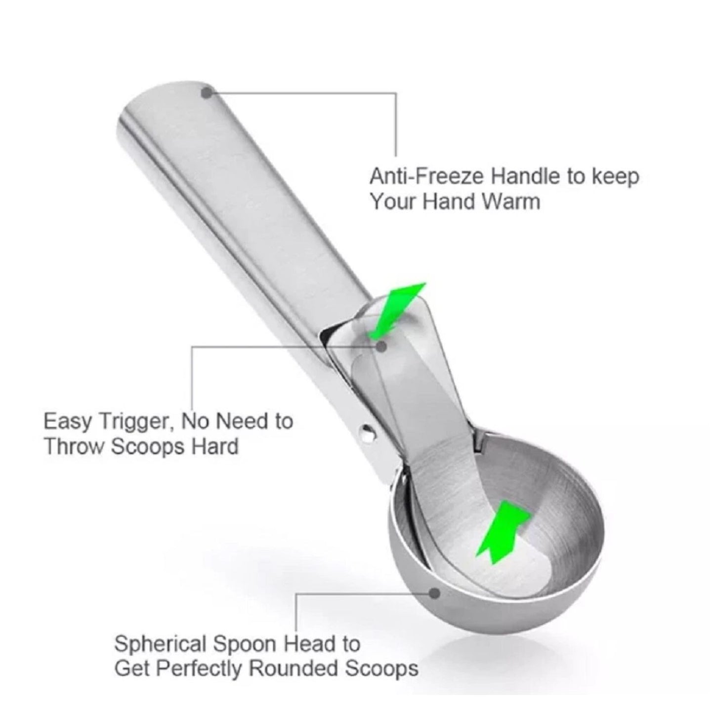 Home Collection Stainless Steel Ice Cream Scoop with Trigger Handle