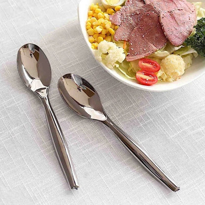 Home Collection Pack of 10 Heavy Duty Silver Plastic Serving Spoons 10"