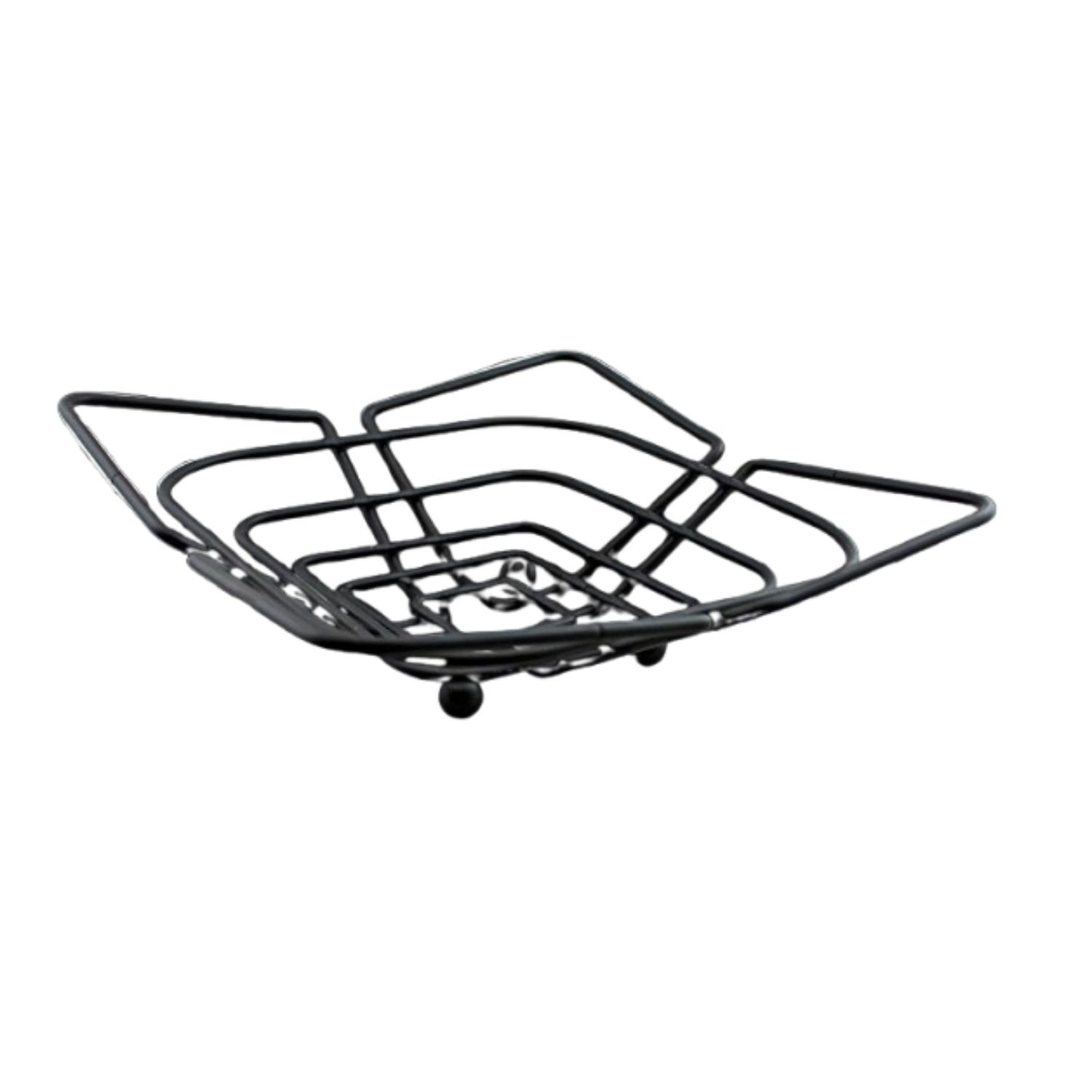 Home Collection Grid Black Metal Fruit Bowl Holder