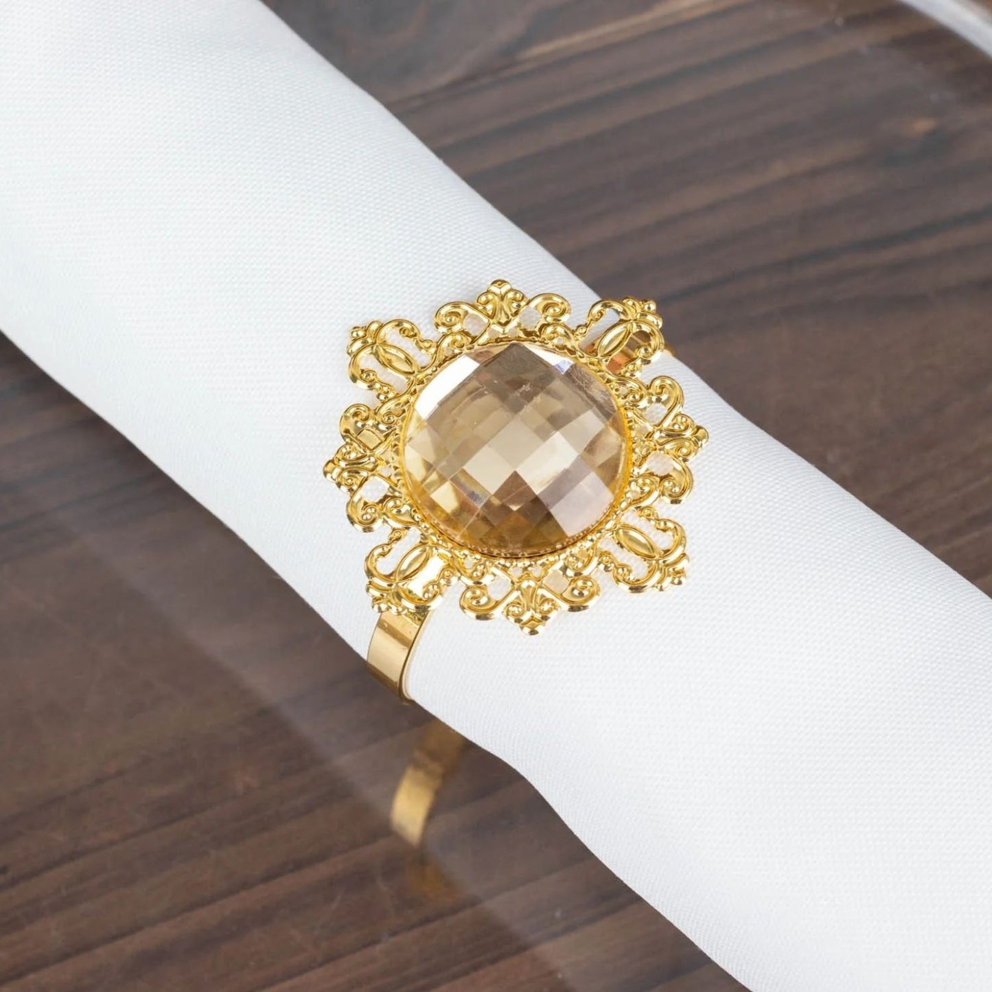 Home Collection Pack of 6 Metal Napkin Rings 2 Inch with Crystal Rhinestone