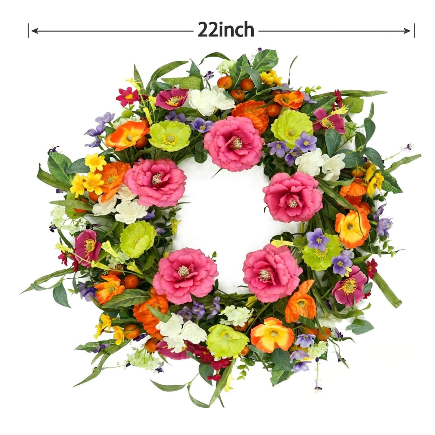 Home Collection Artificial Peony Spring and Summer Wreath 22 Inch