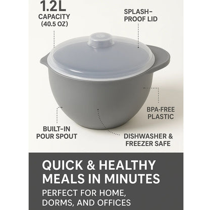 Home Collection Microwave Soup and Stew Maker Bowl with Lid and Spout