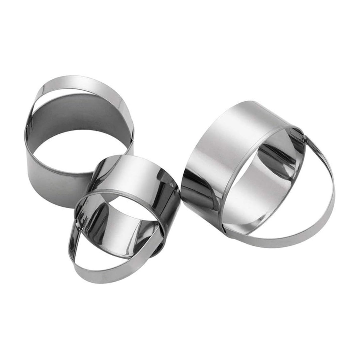 Home Collection Pack 3 Stainless Steel Round Biscuit Cutter Set with Handles Assorted Sizes