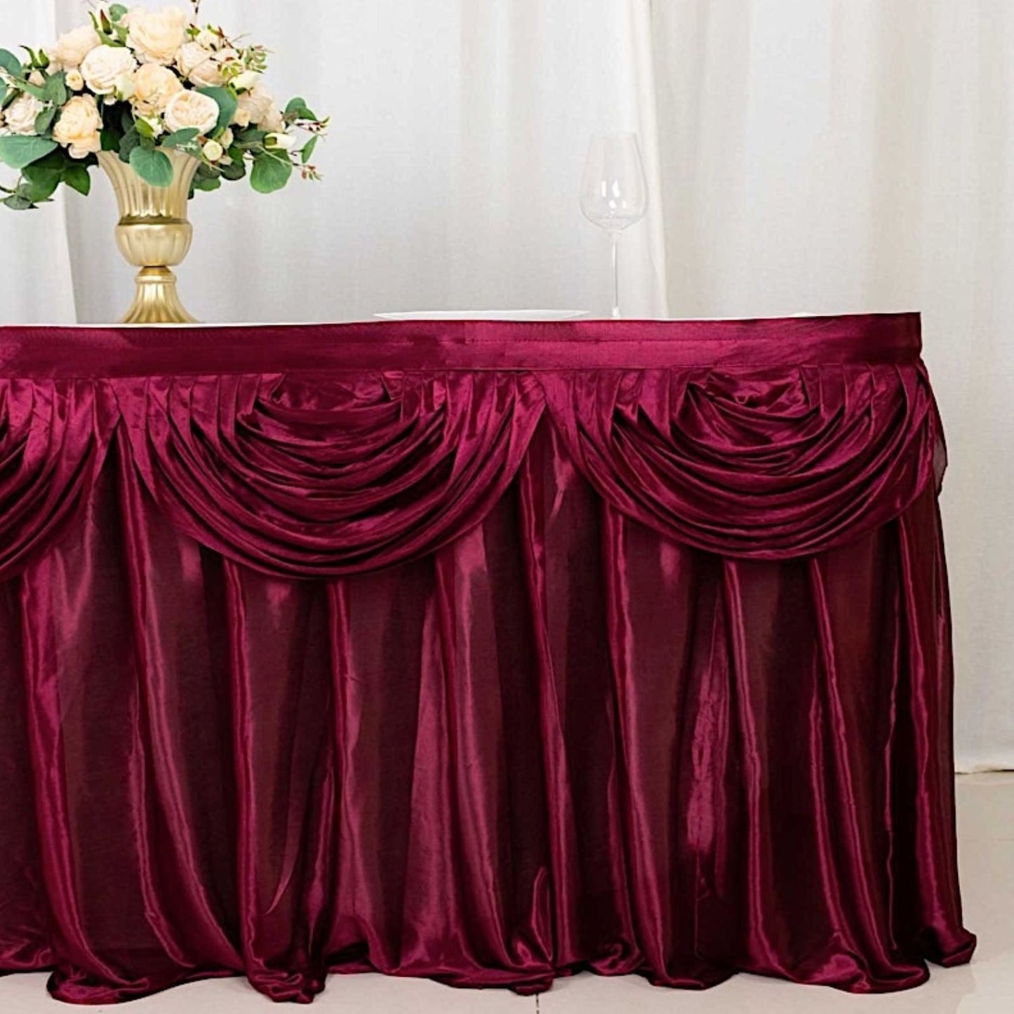 Home Collection Satin Classic Drape Table Skirt 29 Inch