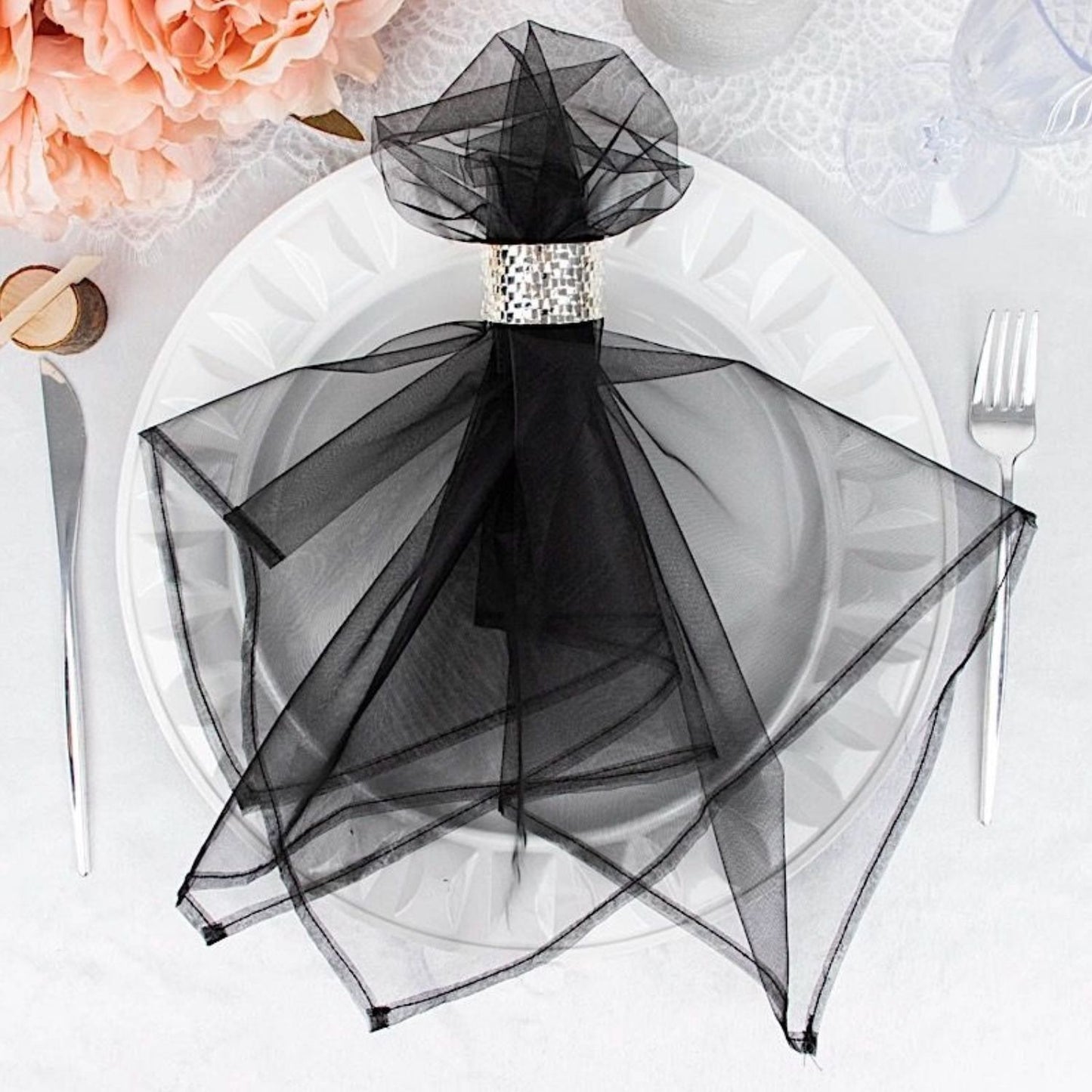 Home Collection Pack of 10 Organza Table Napkins 23x23 Inch