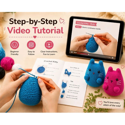 Home Collection Pack of 2 Munchkin Cat Crochet Kit for Beginners