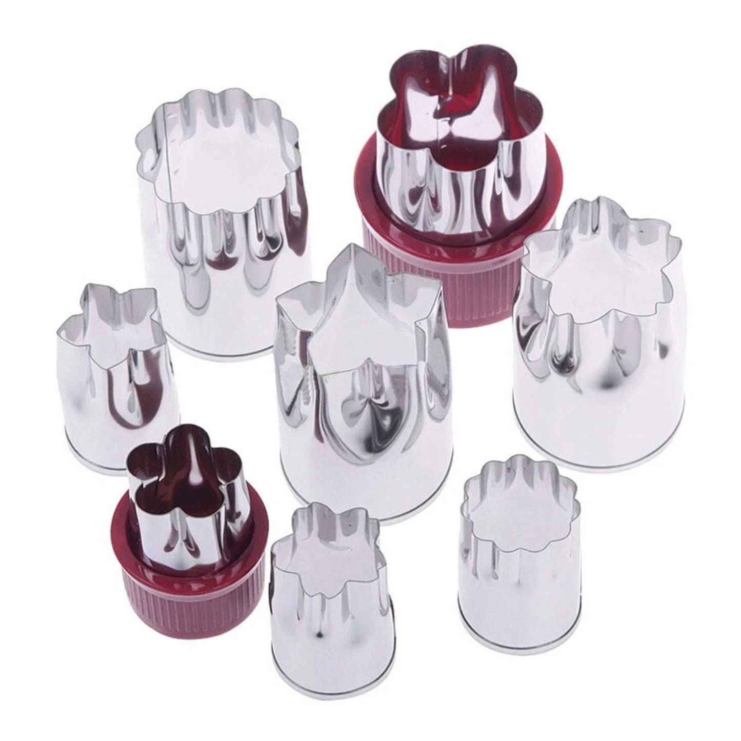 Home Collection 8Pcs Stainless Steel Flower Shape Fruit and Vegetable Cutter Mold Set