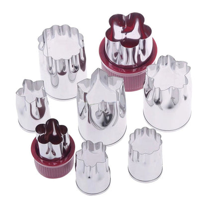 Home Collection 8Pcs Stainless Steel Flower Shape Fruit and Vegetable Cutter Mold Set