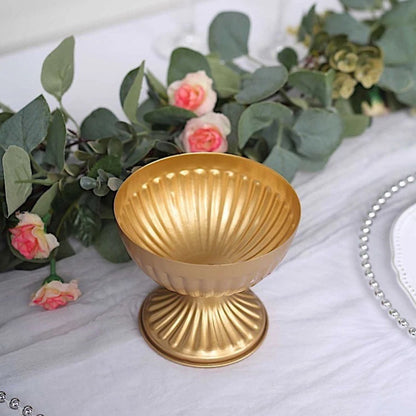 Home Collection 2-Pack Gold Ribbed Bowl-Style Mini Compote Vases 4"