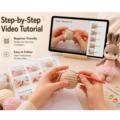 Home Collection Pack of 6 Bunny and Bear Crochet Kit for Beginners