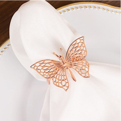 Home Collection Pack of 4 Metal Napkin Rings Laser Cut Butterfly Design