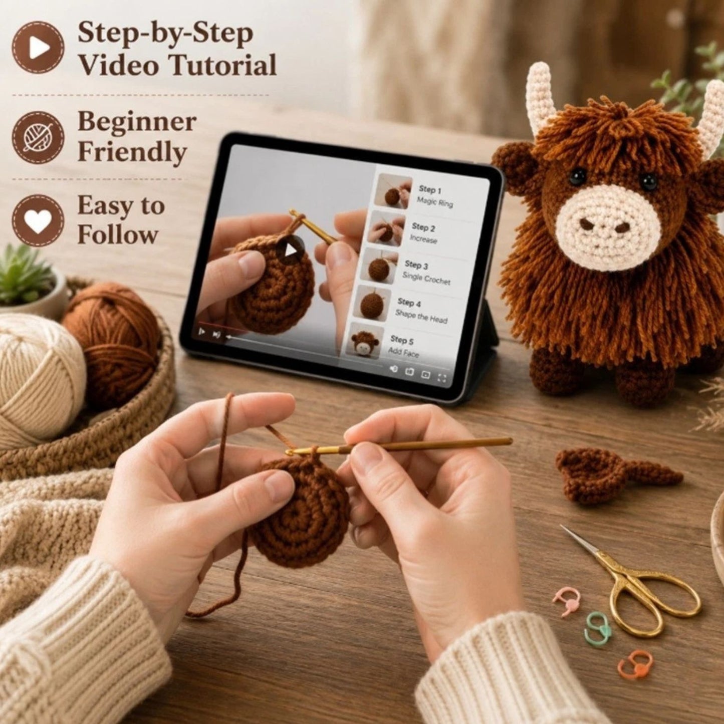 Home Collection Highland Cow Crochet Kit for Beginners