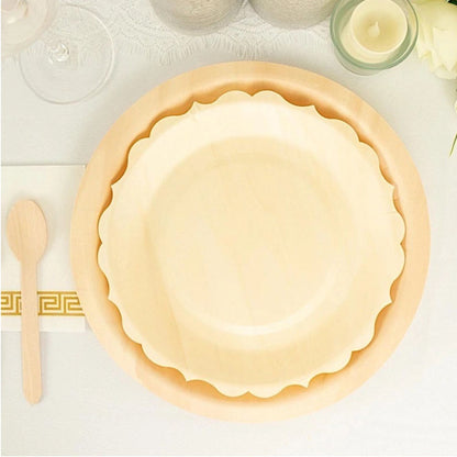 Home Collection 12-Pack 9" Natural Birch Wood Dinner Plates