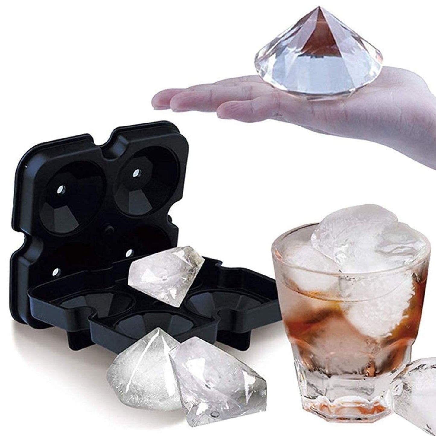 Home Collection Large Silicone 3D Diamond Ice Cube Tray