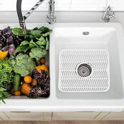 Home Collection Pack of 2 Sink Protector Mat Plastic with Center Drain 11x12-Inch