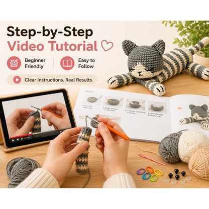 Home Collection  Pack of 2 Sleeping Cat Crochet Kit for Beginners