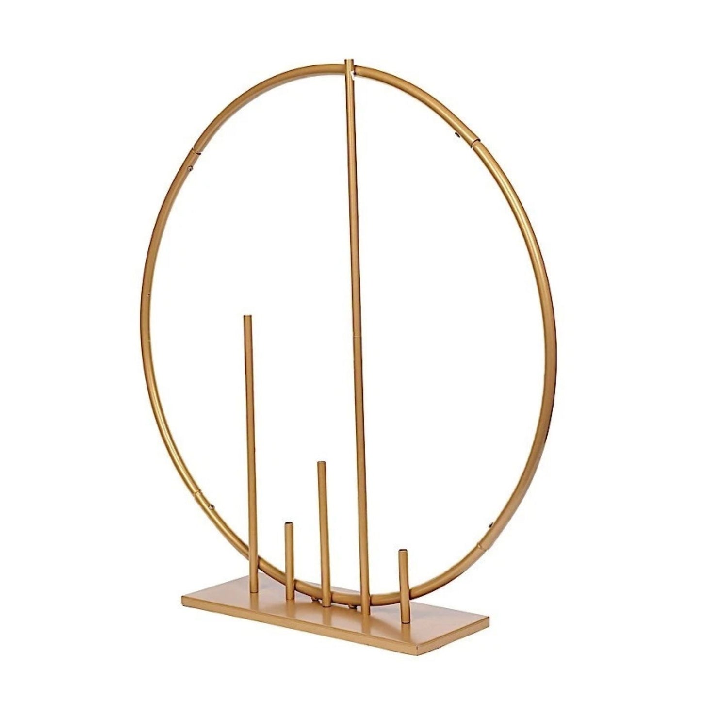 Home Collection Round Metal Floral Hoop Pillar 24" Gold