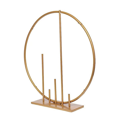 Home Collection Round Metal Floral Hoop Pillar 24" Gold