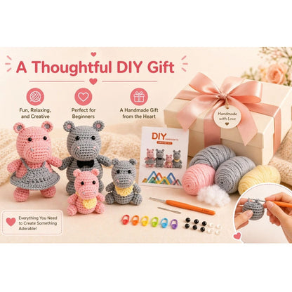 Home Collection Hippo Family Crochet Kit for Beginners