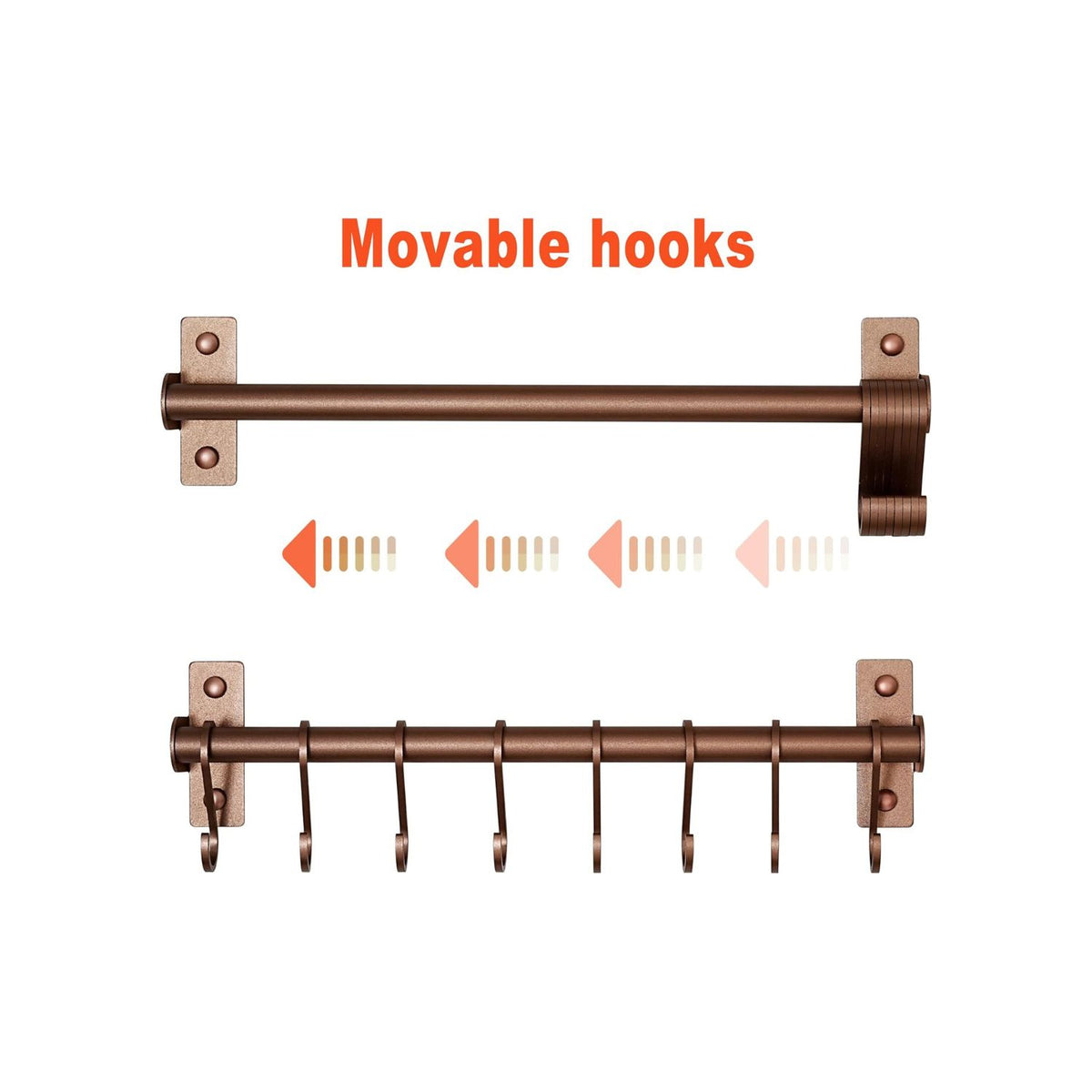 Home Collection Wall Mounted Kitchen Utensil Rail with 8 Hanging Hooks