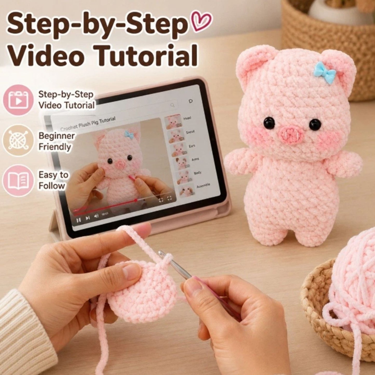 Create an Adorable Pink Pig Amigurumi with This Beginner Crochet Starter Kit