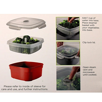 Home Collection Microwave Vegetable Steamer Cooker Red