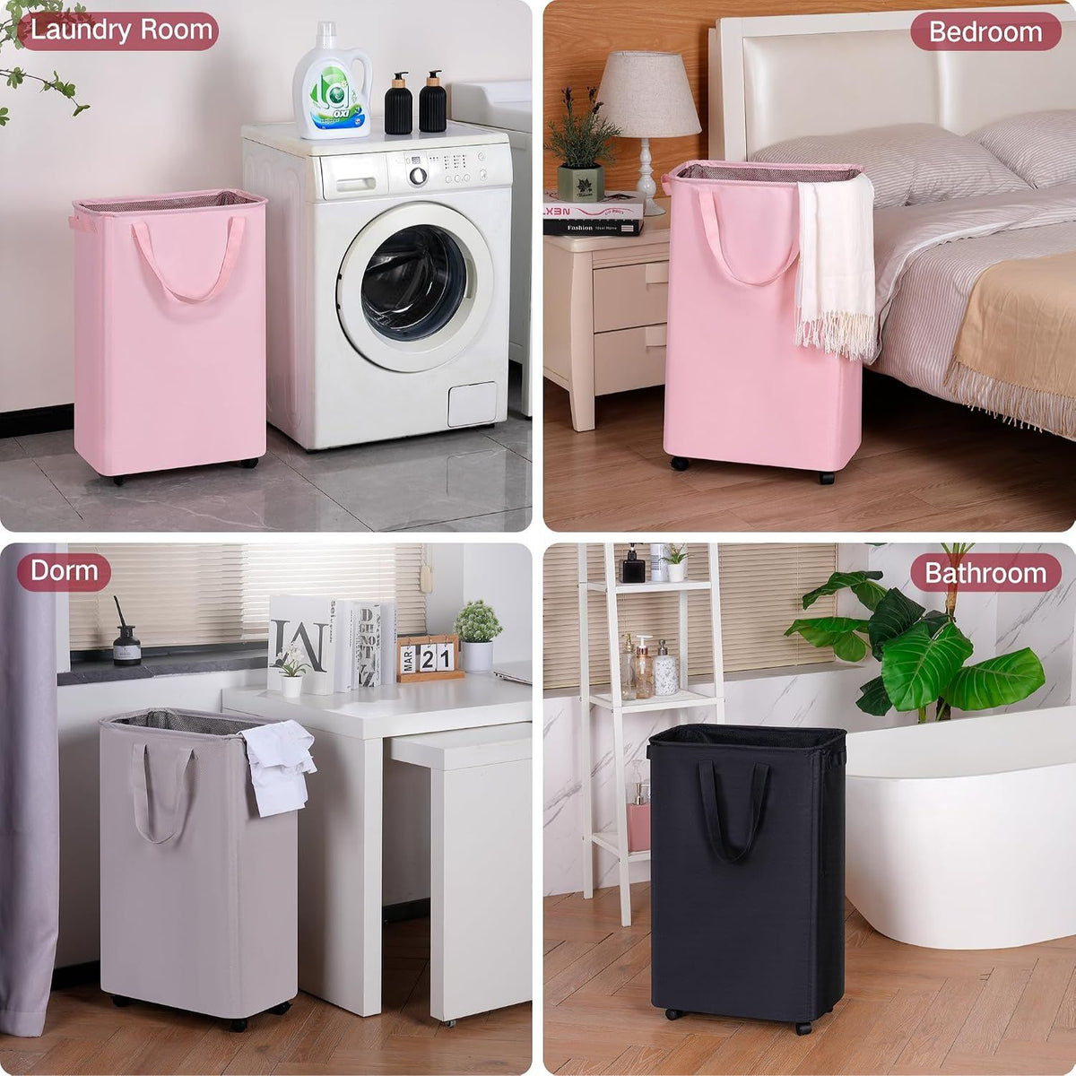 Home Collection 75L Slim Rolling Laundry Hamper with Wheels for Clothes