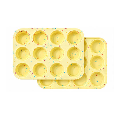 Home Collection Pack of 2 12-Cavity Silicone Egg Bite and Muffin Molds Nonstick Cupcake Baking Pans