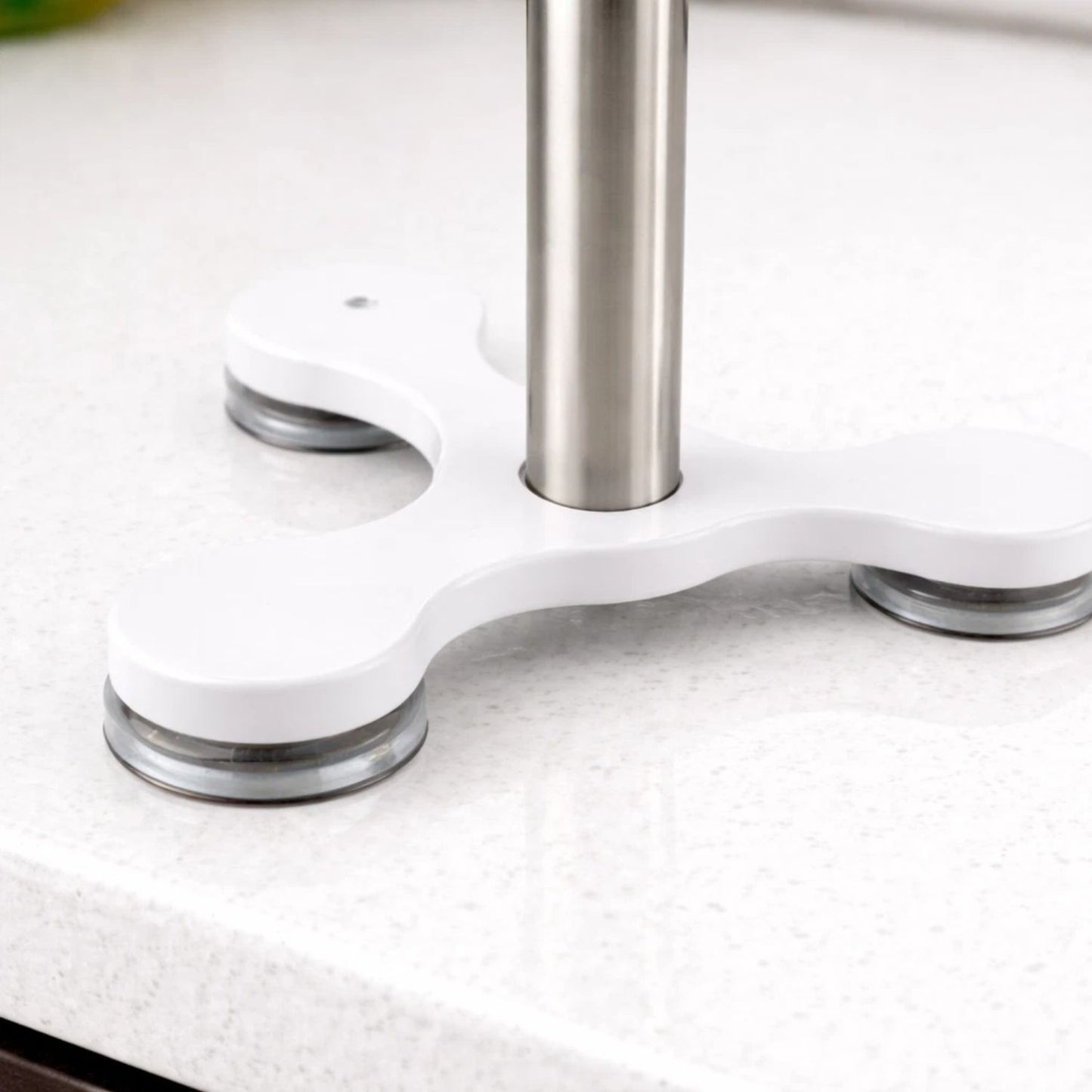 Home Collection Stainless Steel Paper Towel Holder Countertop Suction Base White